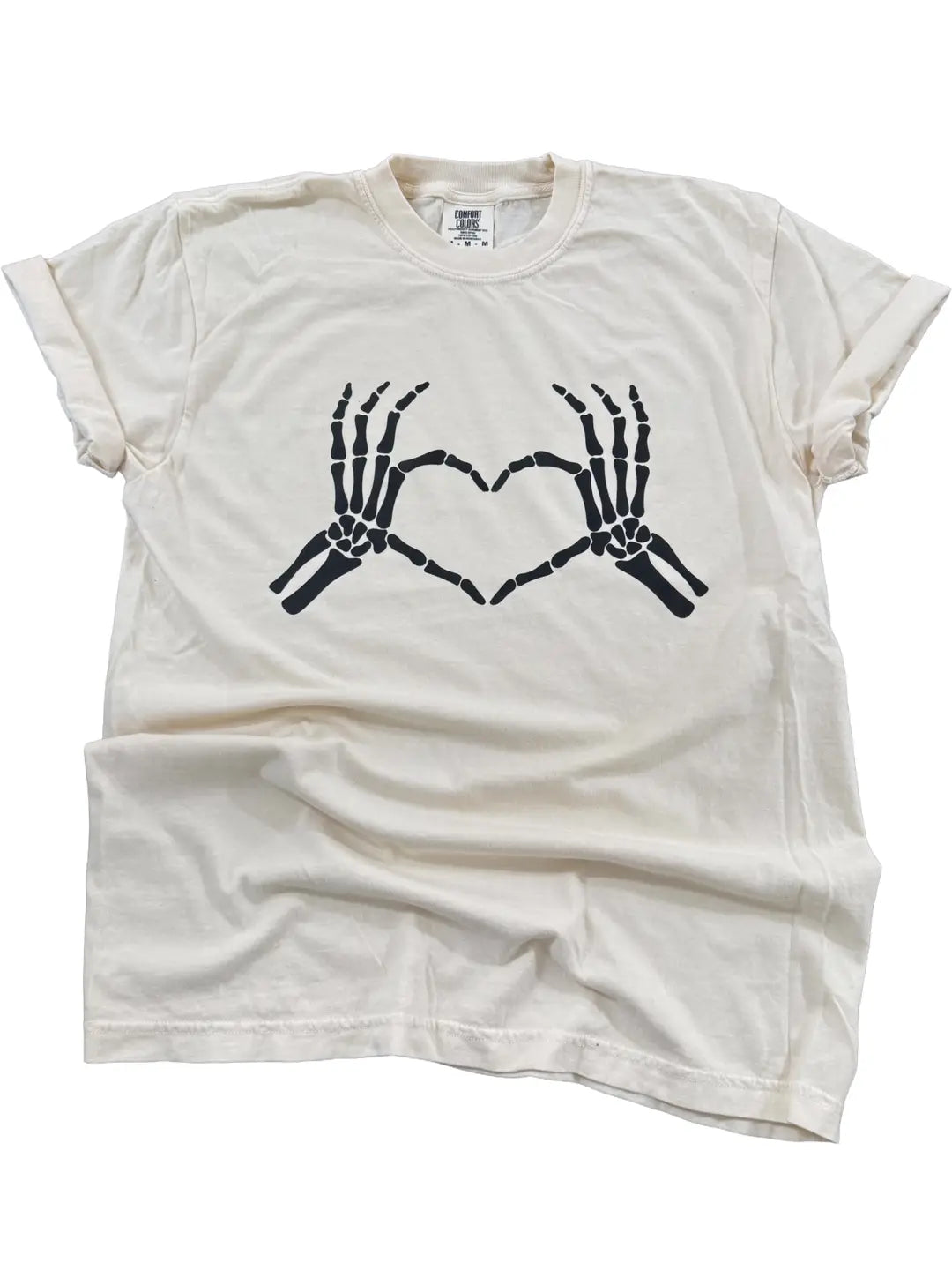 Black Skeleton Heart Hands Tee