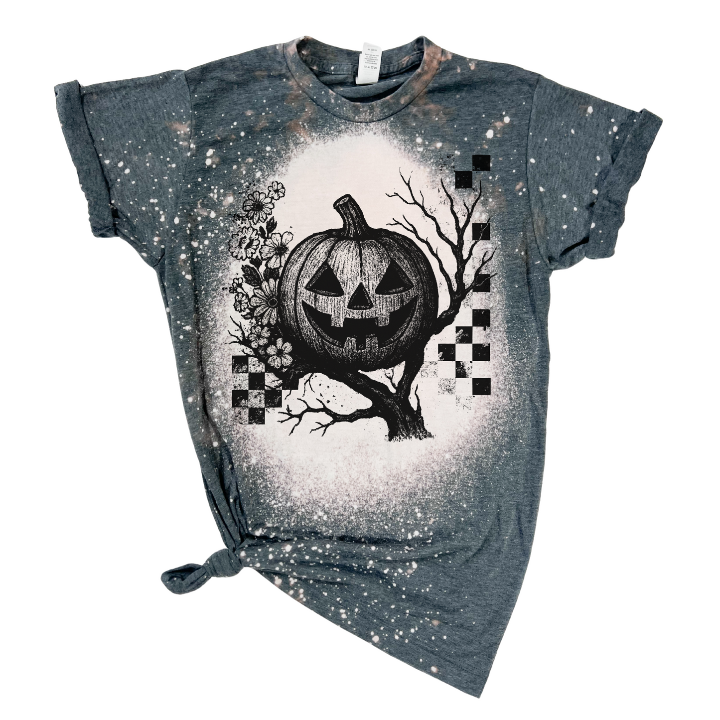 Pumpkin Patch Checkered Halloween Bleached Tee
