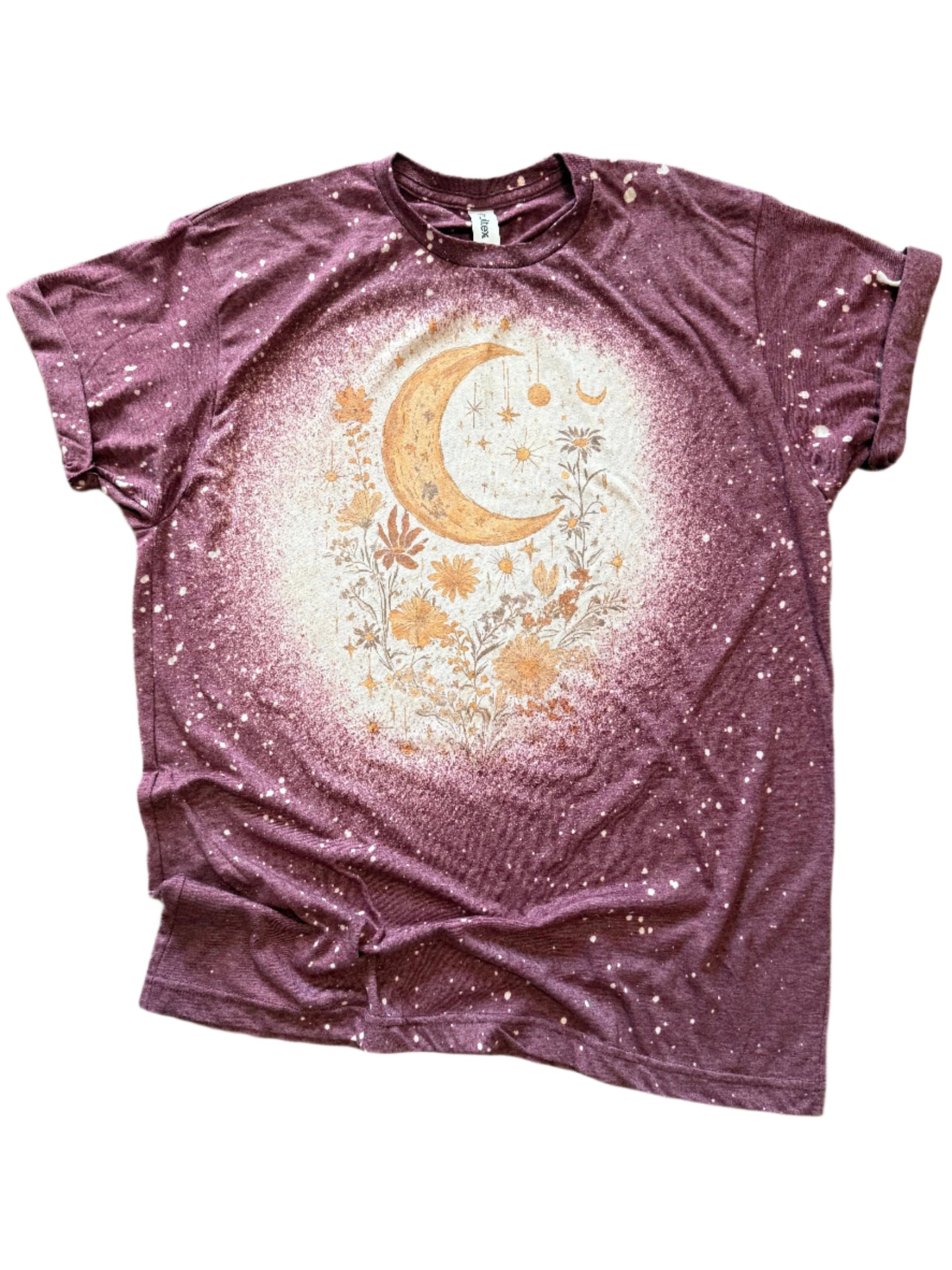 Boho Crescent Moon + Florals Bleached Tee