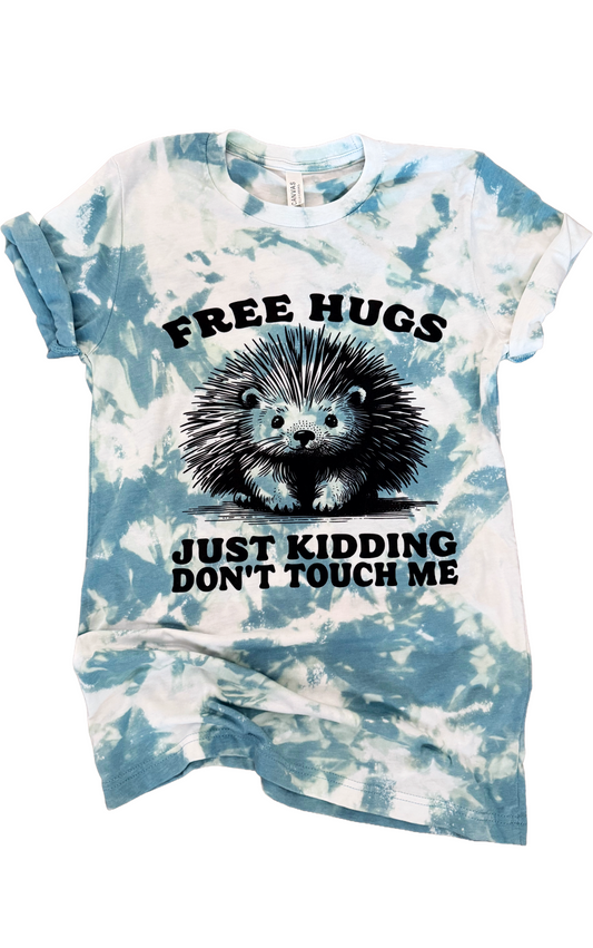 FREE HUGS Just Kidding Tie-Dye Tee