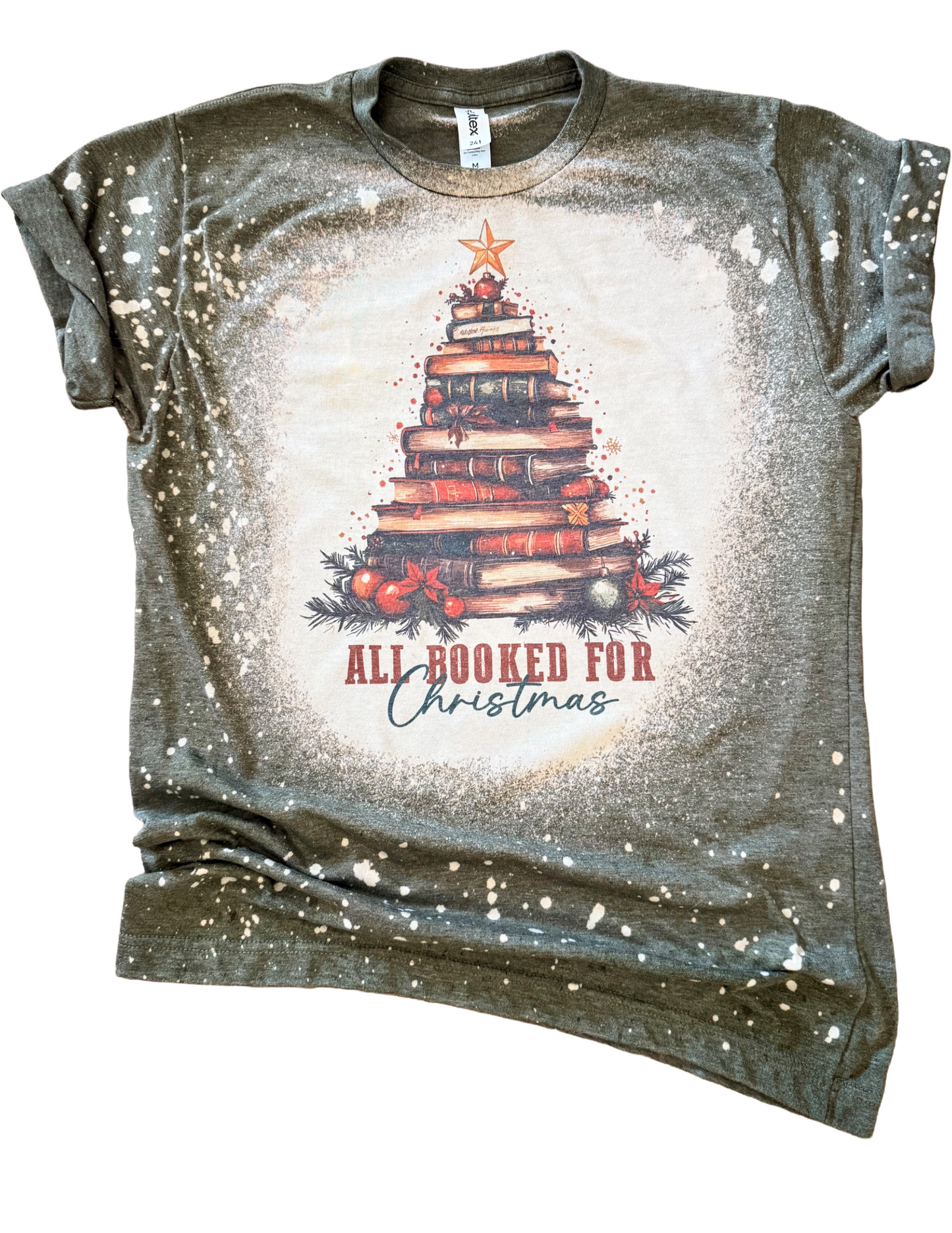 All Booked For Christmas Bleached Tee