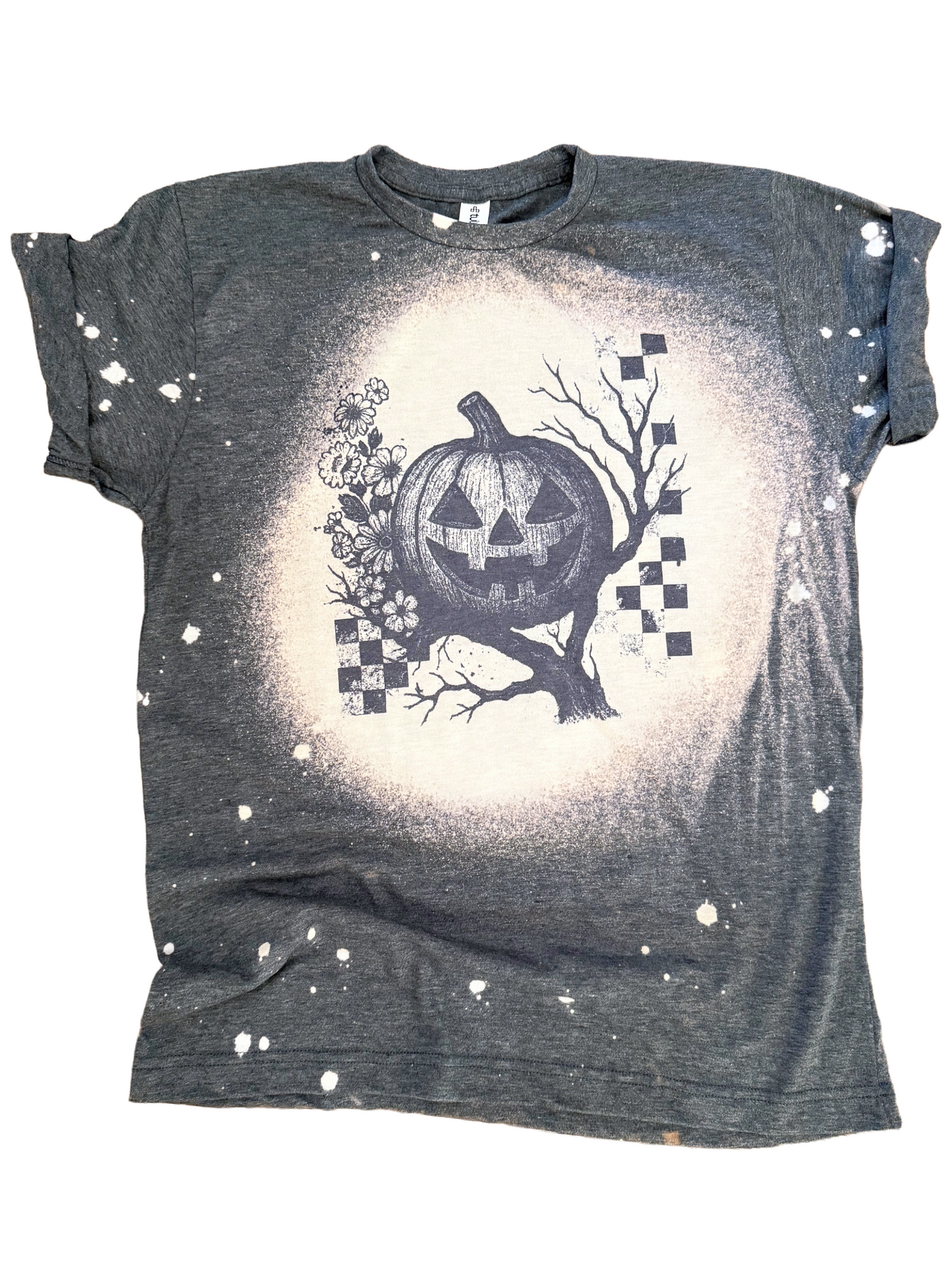 Pumpkin Patch Checkered Halloween Bleached Tee