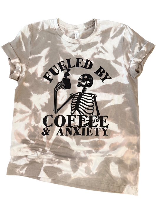 Fueled By Coffee and Anxiety Tie-Dye Tee