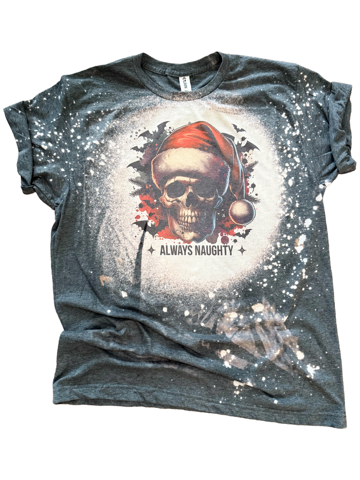Always Naughty Gothic Christmas Bleached Tee
