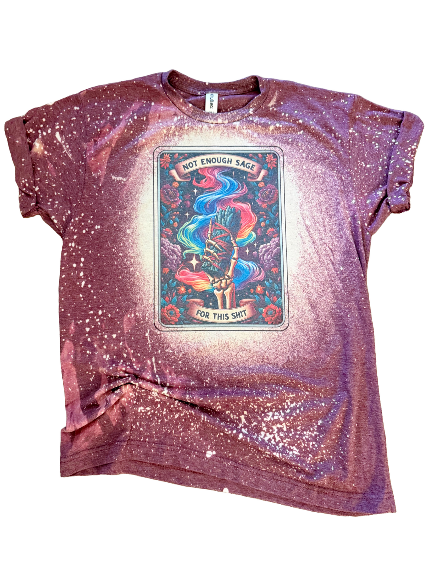 Not Enough Sage - Skeleton Tarot Card Bleached Tee