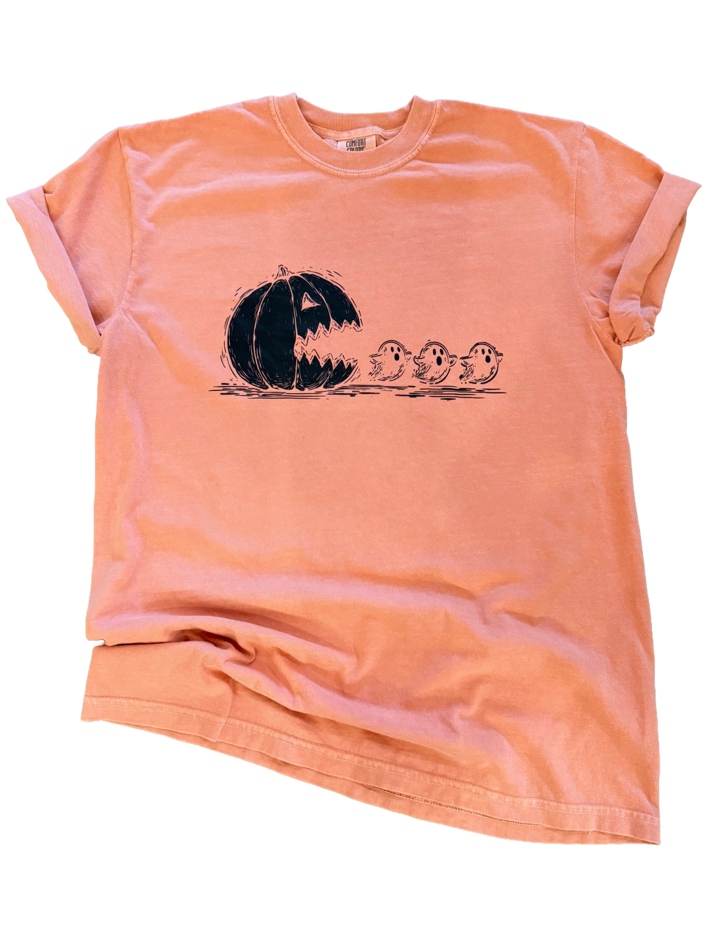 Pumpkin Ghost Chomp – Spooky Gamer Throwback Halloween Tee