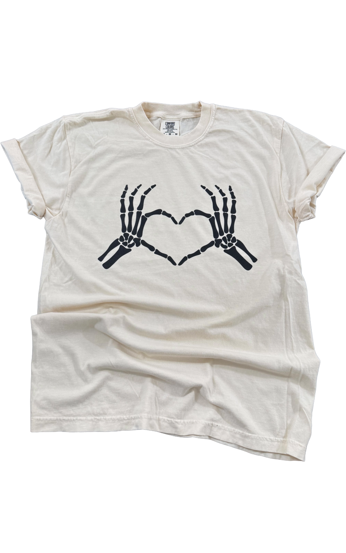 Black Skeleton Heart Hands Tee