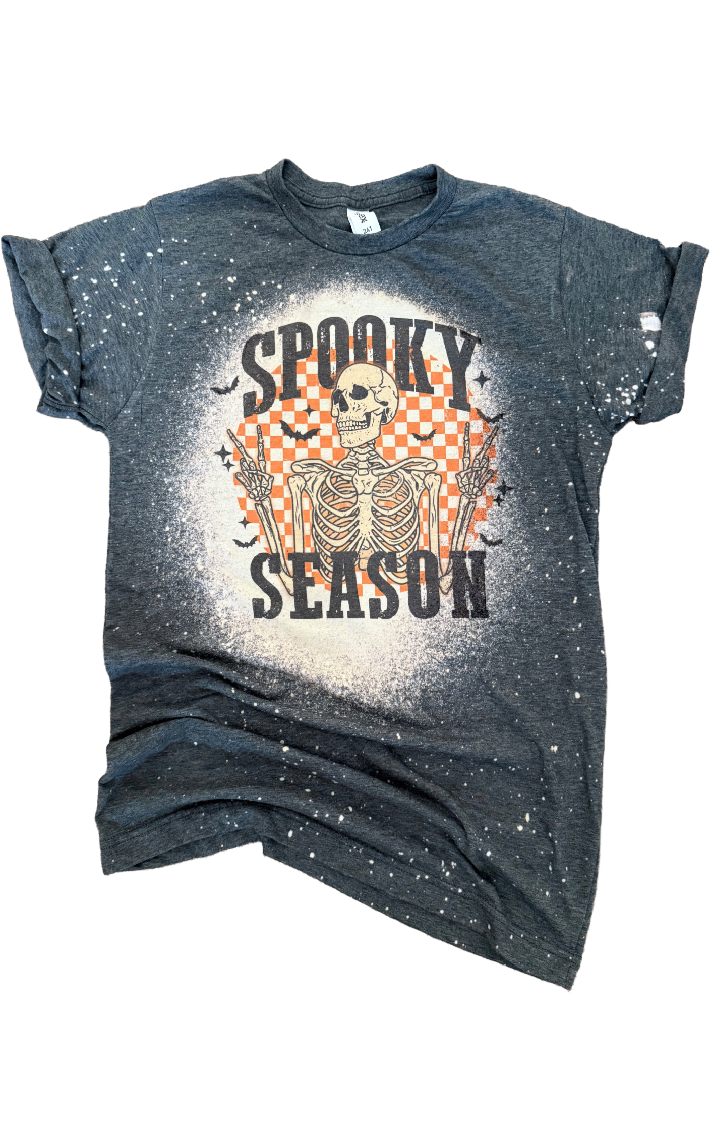 Spooky Season Skeleton Halloween Bleached Tee