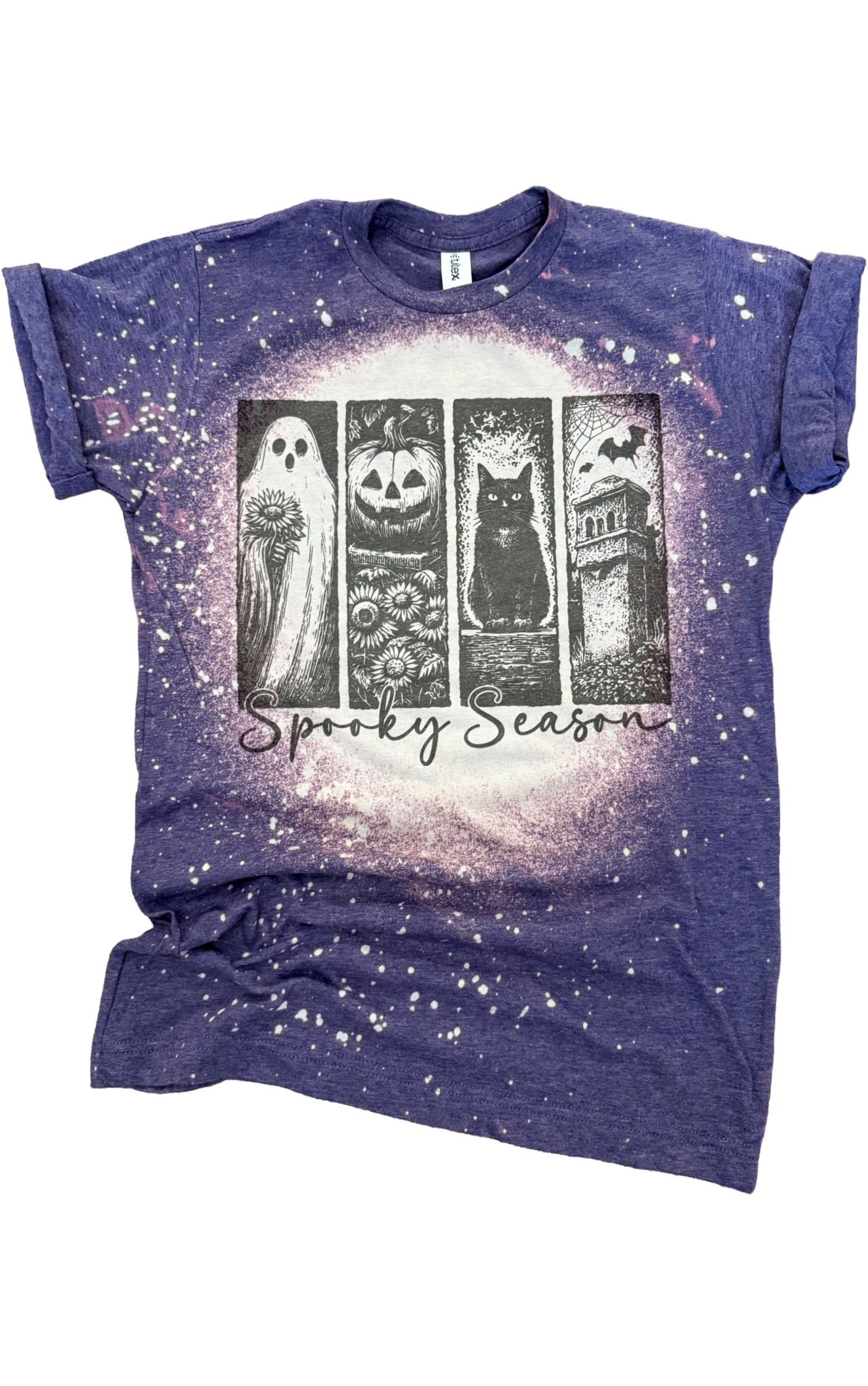 Spooky Season Halloween Scenes Bleached Tee