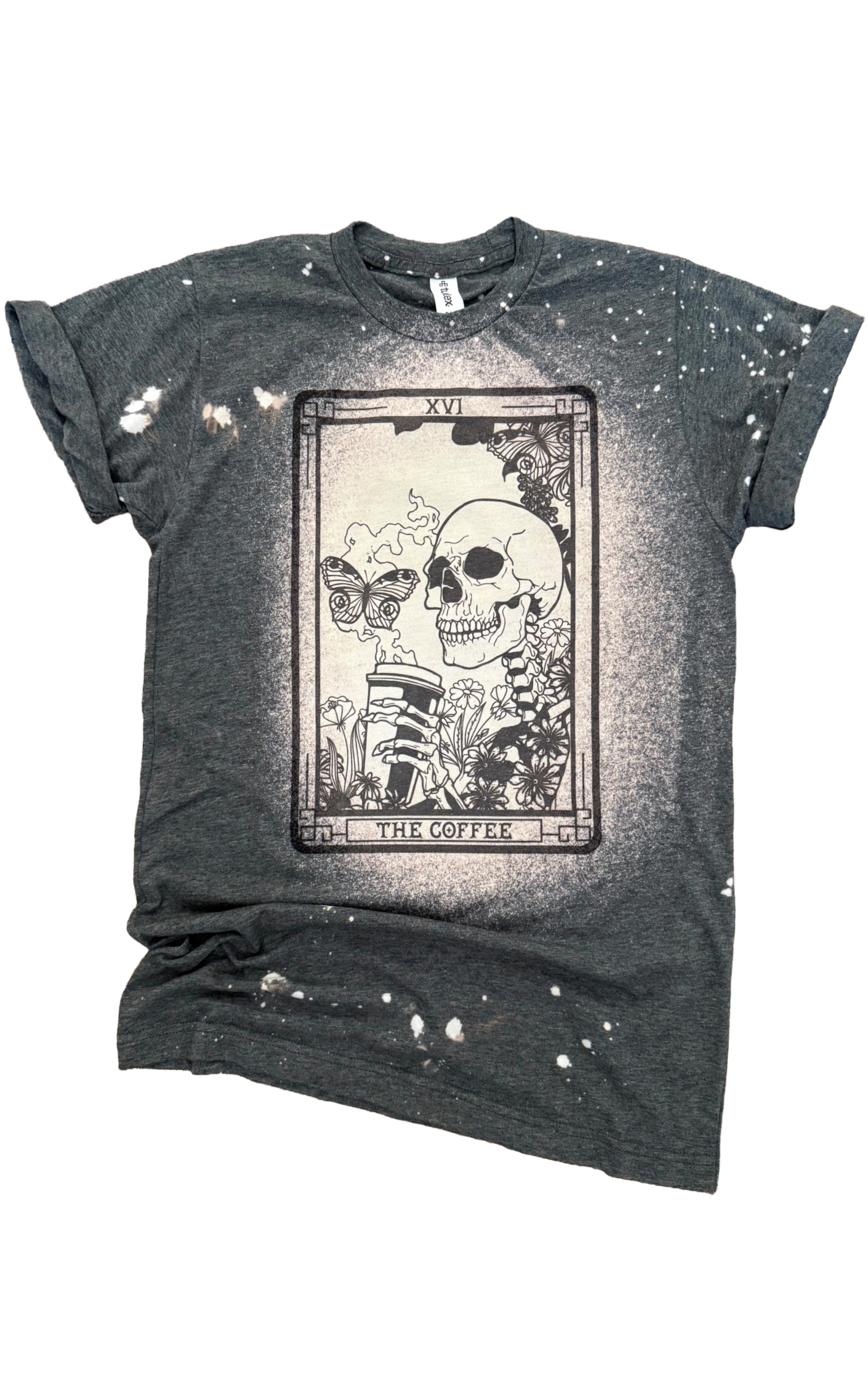 The Coffee Tarot Skeleton Bleached Tee