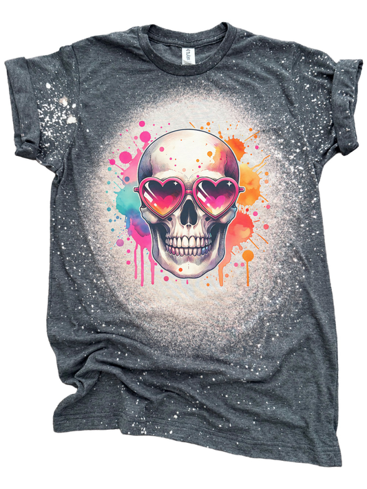 Heart Eyes Skull – Bleached Valentine's Day Tee