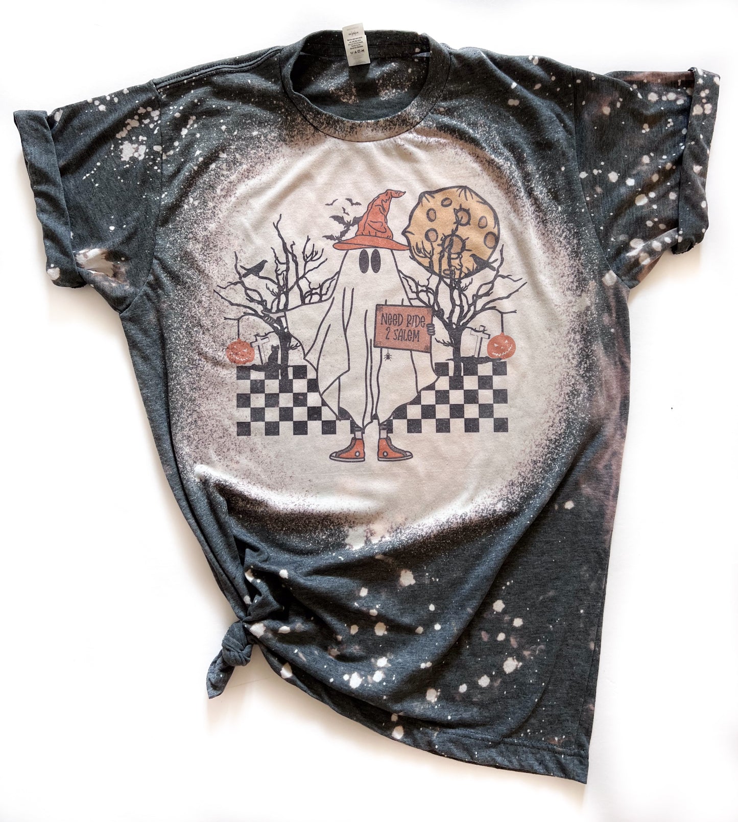 Hitchhiking Ghost Salem Halloween Bleached Tee