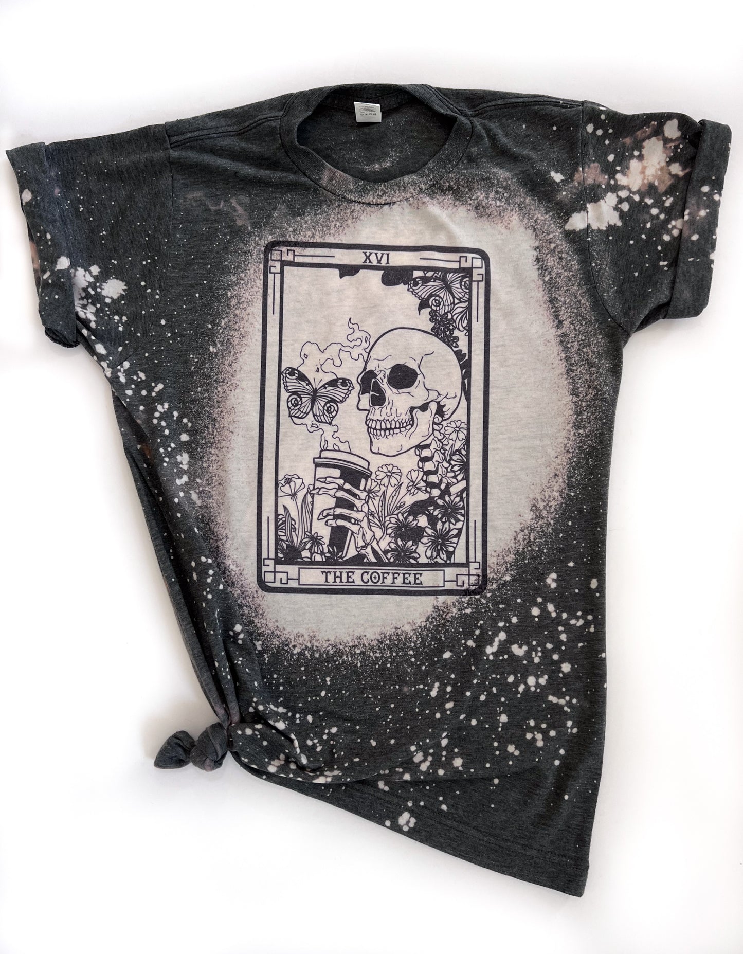 The Coffee Tarot Skeleton Bleached Tee