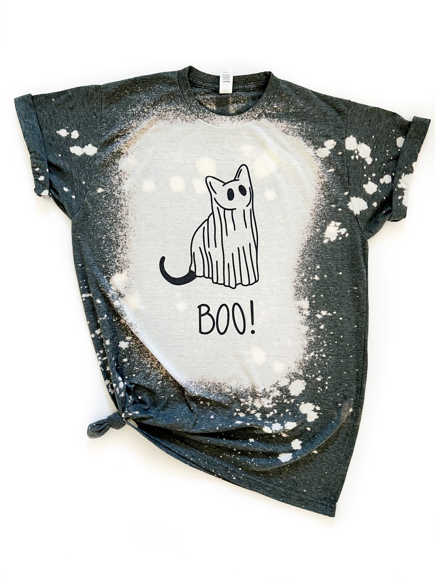 Ghost Boo Kitty Bleached Tee