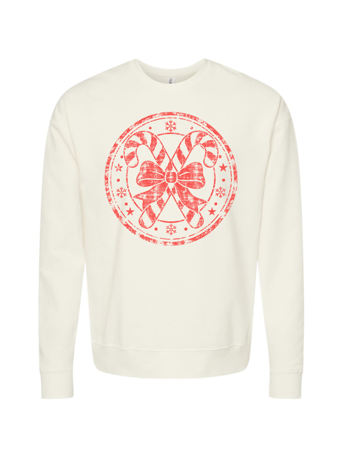 Vintage Christmas Candy Canes and Bow Retro Holiday Graphic Crewneck Sweatshirt
