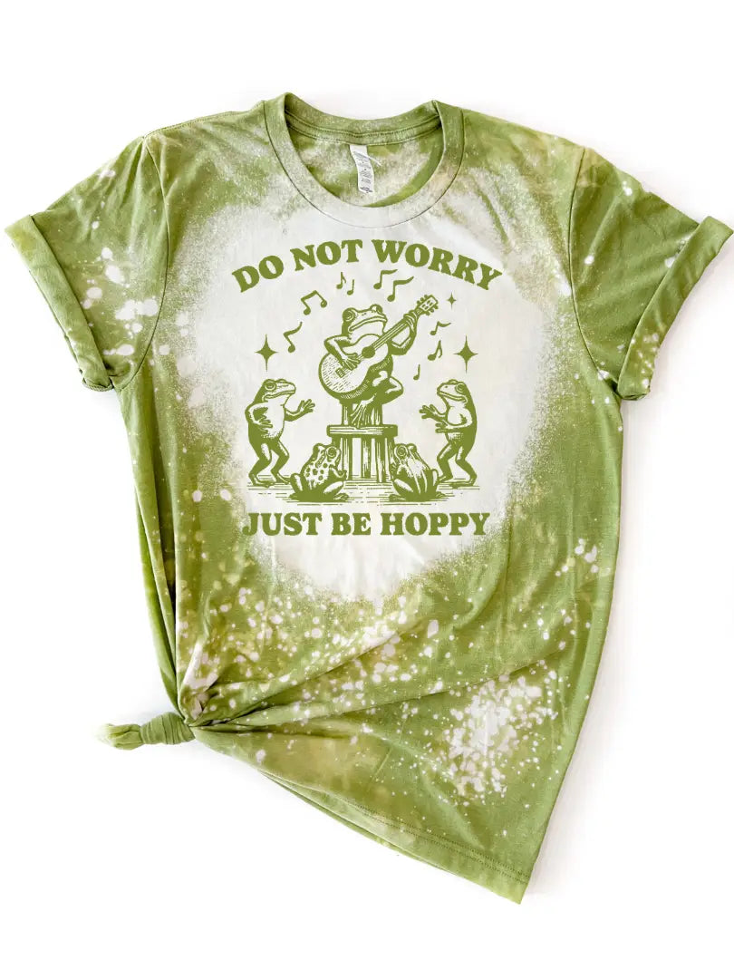 Don't Worry Be Hoppy Frog Bleached Tee 