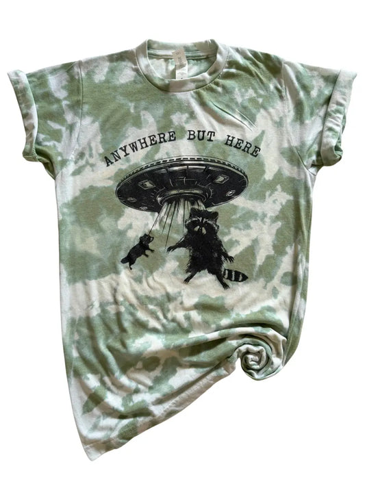 Anywhere But Here Raccoon Tie-Dye Tee