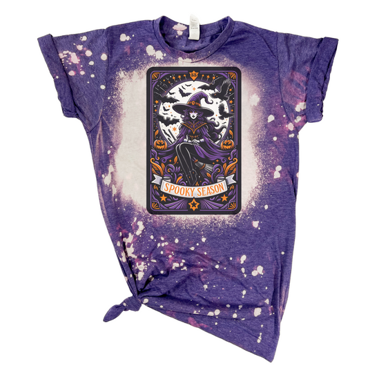 Spooky Season Tarot Card Witch Bleached Tee