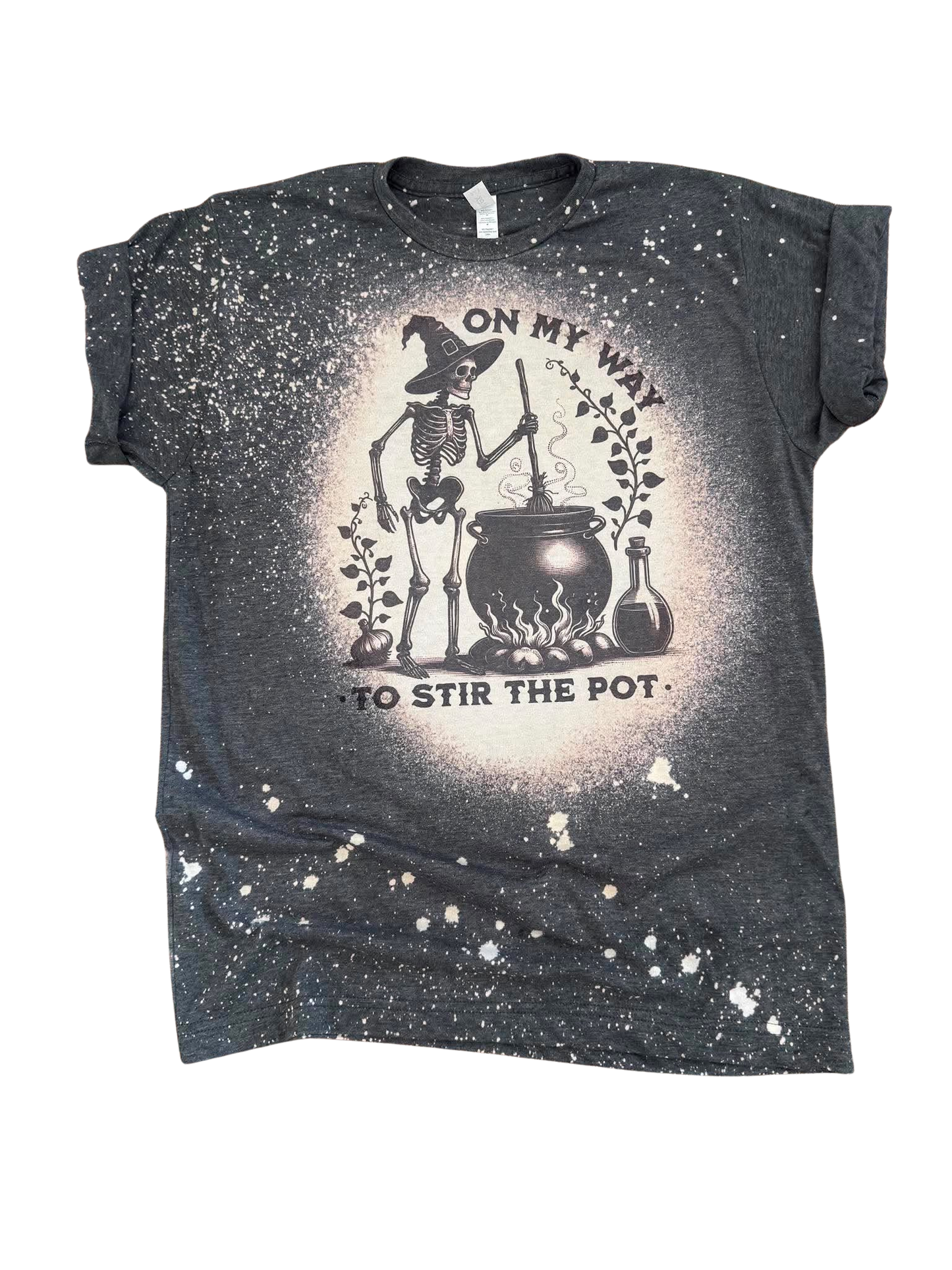 On My Way to Stir the Pot – Bleached Tee 🧙‍♀️🖤