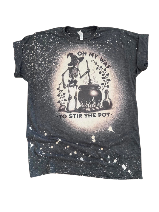 On My Way to Stir the Pot – Bleached Tee 🧙‍♀️🖤