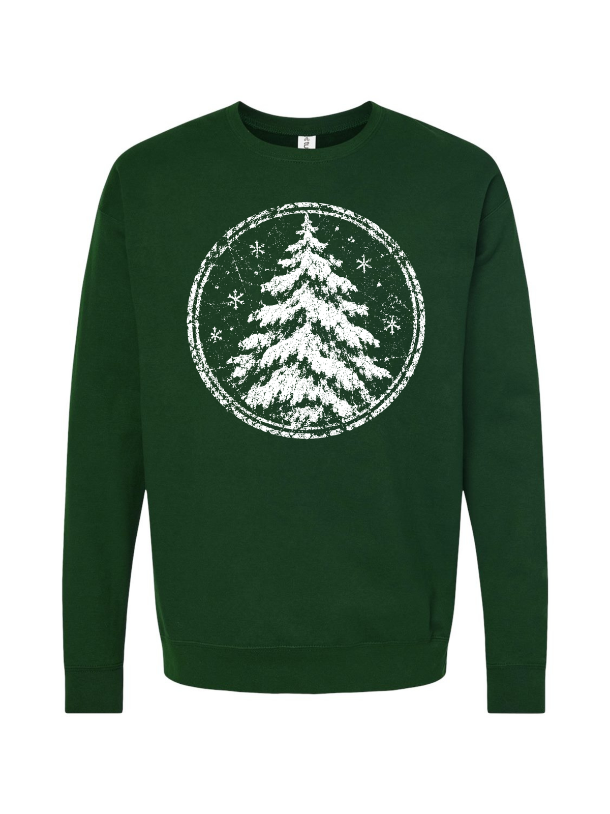 Vintage Snow Covered Christmas Tree Winter Holiday Graphic Crewneck Sweatshirt