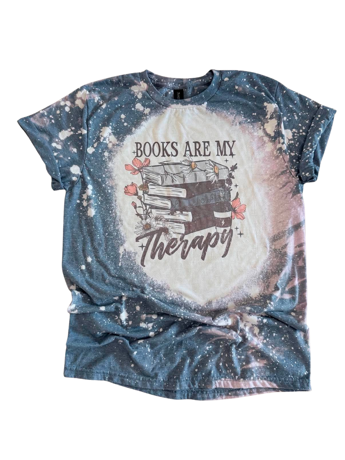 Books Are My Therapy – Bleached Tee 📚✨