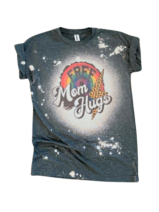 Free Mom Hugs - Bleached Tee 🌈🖤✨