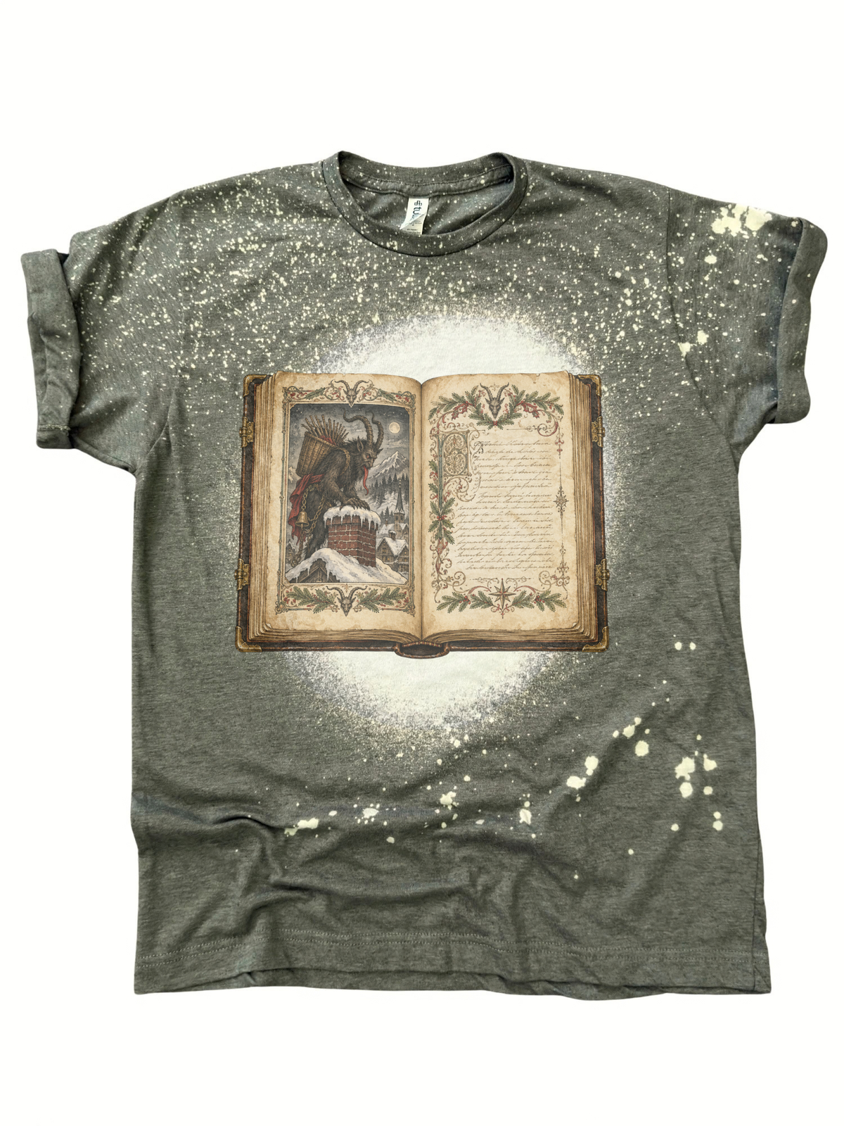 Vintage Krampus Christmas Storybook Graphic Tee Dark Holiday Folklore Winter Solstice