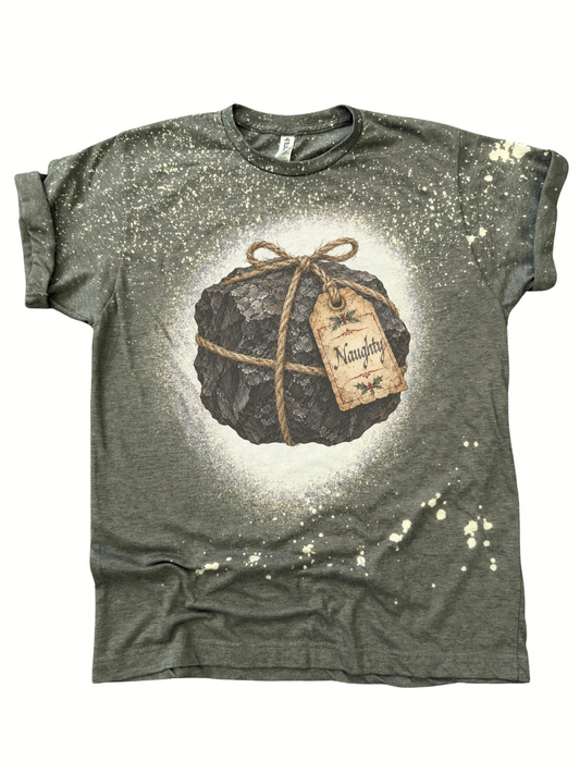 Naughty Christmas Lump of Coal Graphic Tee Vintage Krampus Holiday Humor
