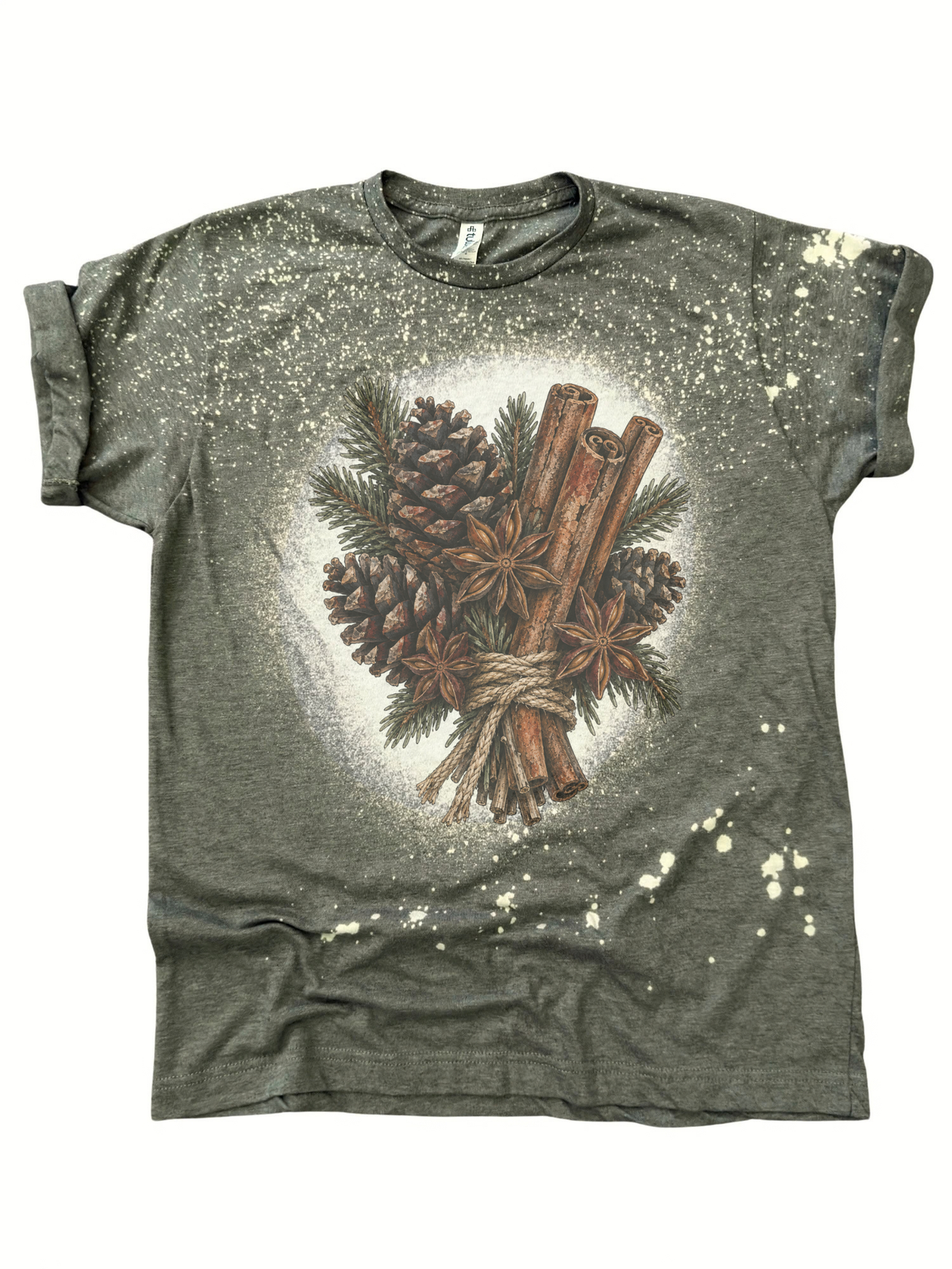 Winter Solstice Yule Christmas Botanical Graphic Tee with Pinecones Cinnamon and Star Anise