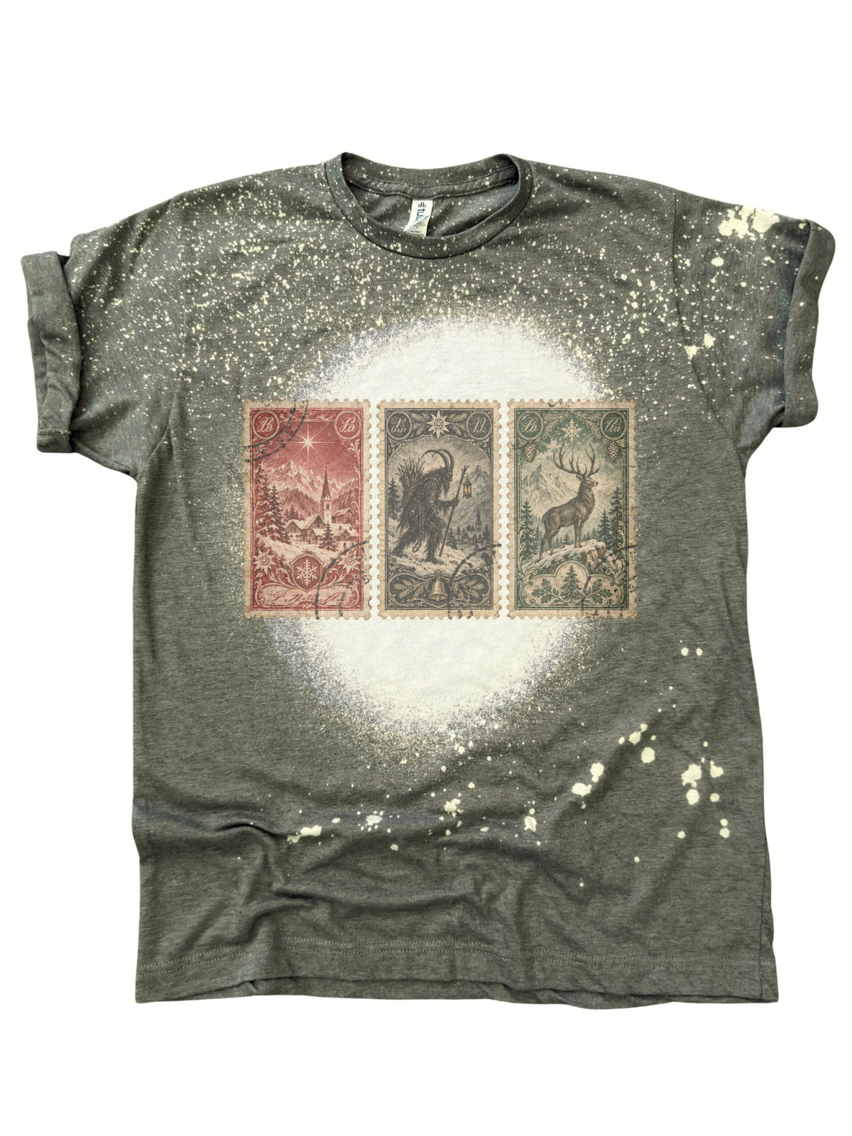 Vintage Christmas Krampus Winter Solstice Yule Folklore Postage Stamp Graphic Tee