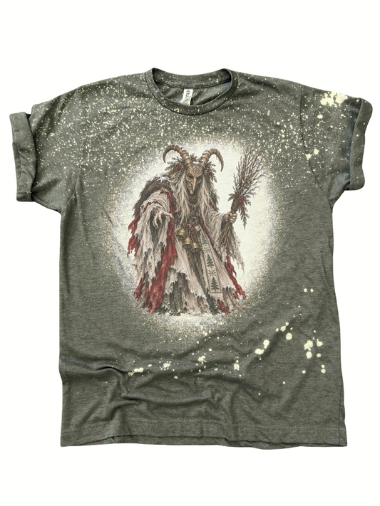 Vintage Krampus Christmas Storybook Graphic Tee Dark Christmas Folklore