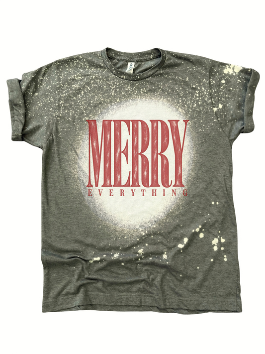 Merry Everything Christmas Holiday Spirit Graphic Tee Vintage Minimalist Typography
