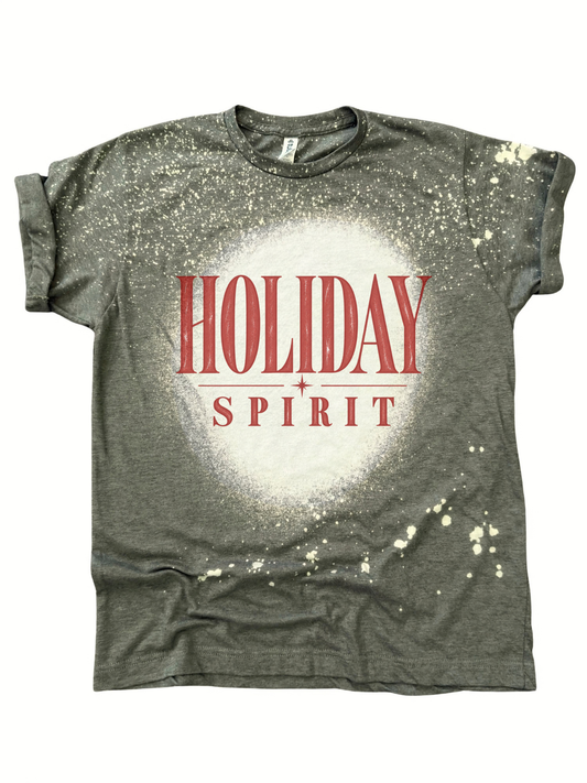Holiday Spirit Christmas Graphic Tee Vintage Festive Typography Winter Solstice