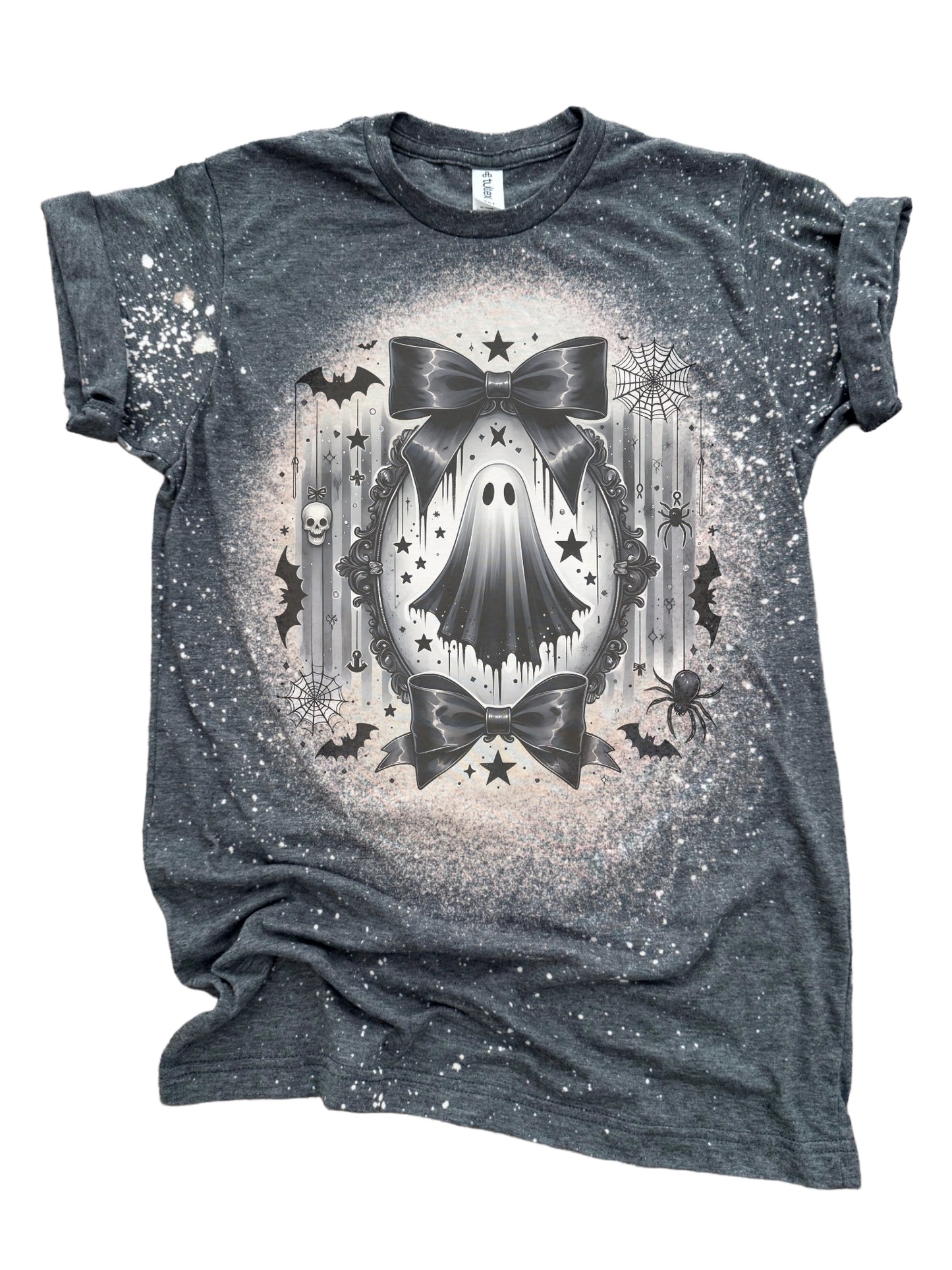 👻 Pretty Little Haunting – Bleached Halloween Ghost Tee 🎀
