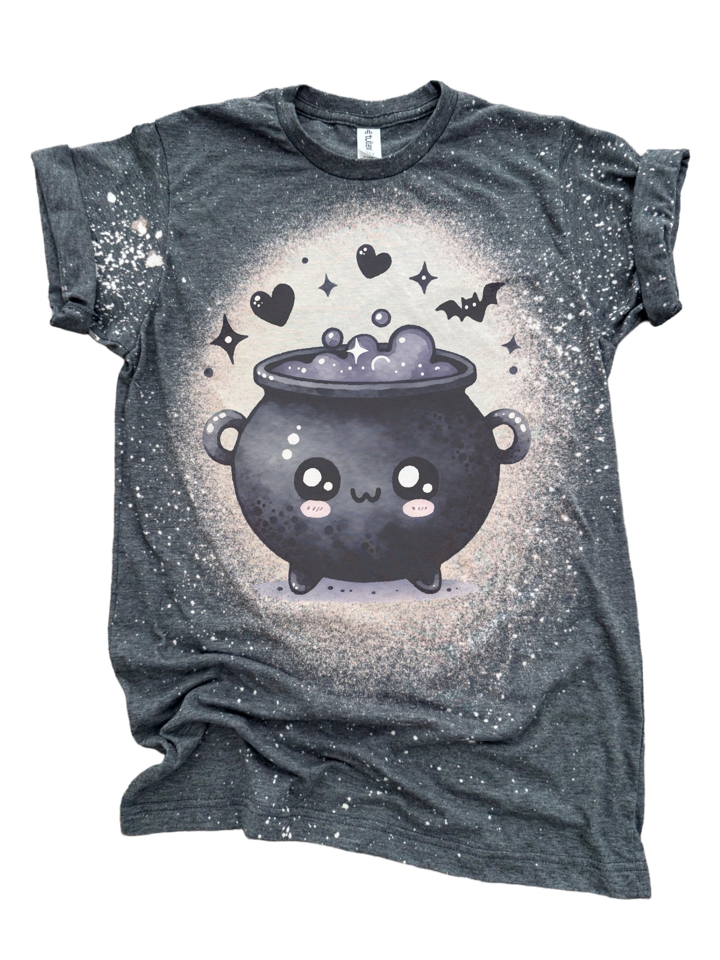 🫧 Bubble Bubble – Cute Cauldron Halloween Bleached Tee 🖤