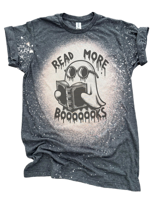 📚 Read More Booooooks – Bleached Halloween Ghost Reader Tee 👻