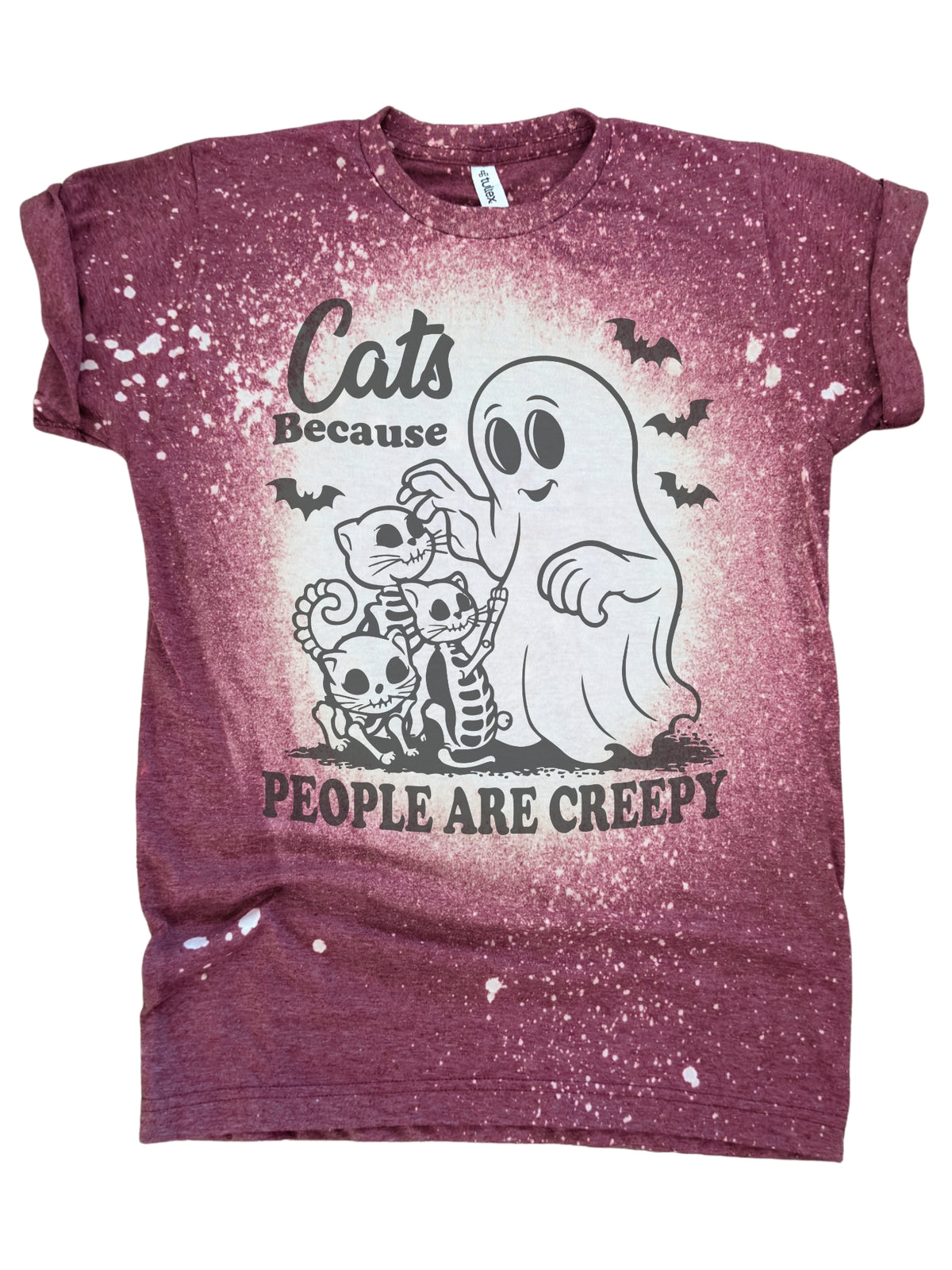 Cats Because People Are Creepy - Ghost Halloween Bleached Tee 👻🐈