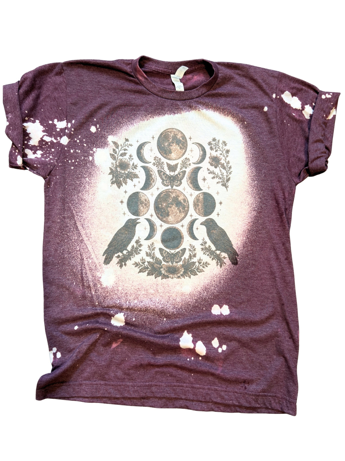 Moon Phase Ravens - Halloween Bleached Tee