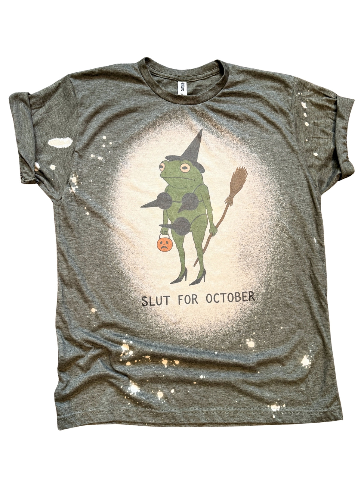 Slut for October Frog Witch - Halloween Bleached Tee