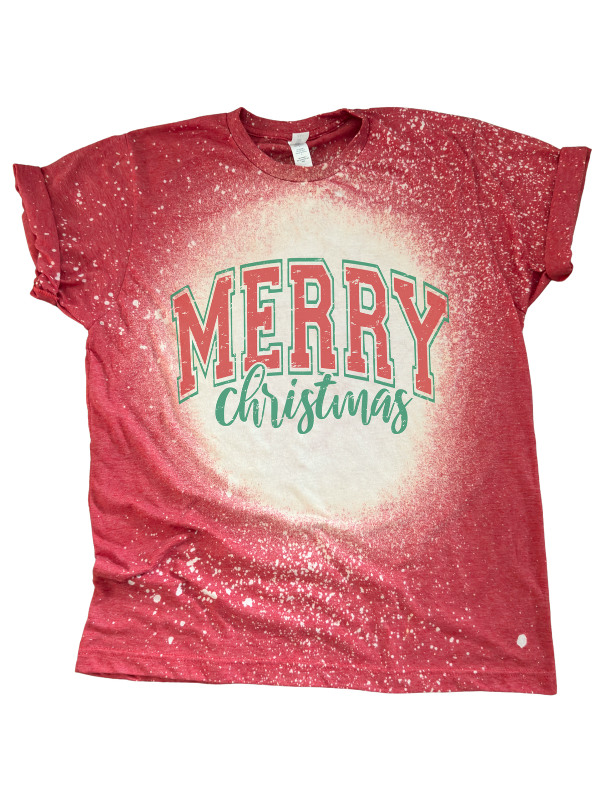 Merry Christmas Retro Lettering - Bleached Tee