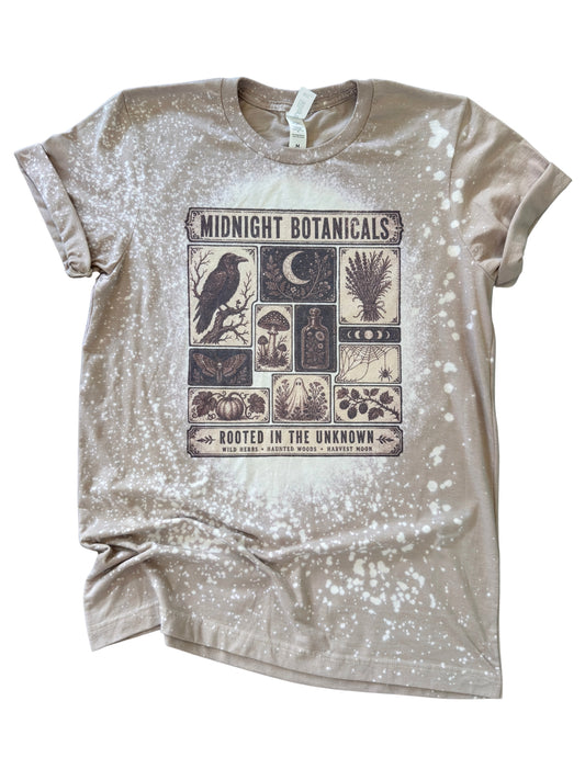 Midnight Botanicals Rooted in the Unknown Witchy Bleached Halloween Tee