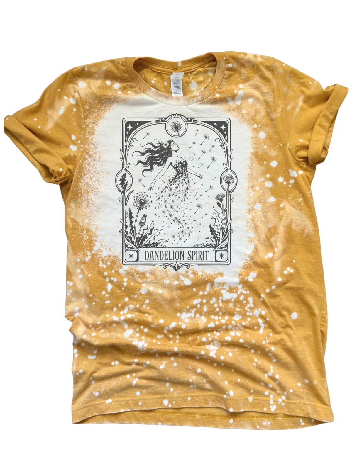 Dandelion Spirit Botanical Woman Tarot Card Nature Bleached Tee