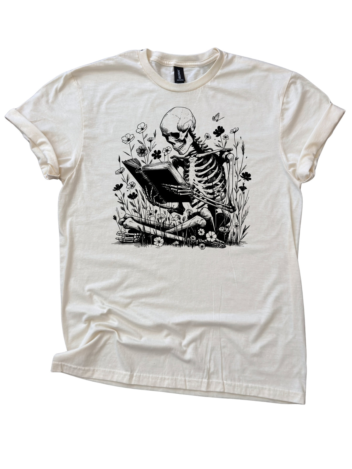 Book Lover Reader Skeleton Graphic Tee