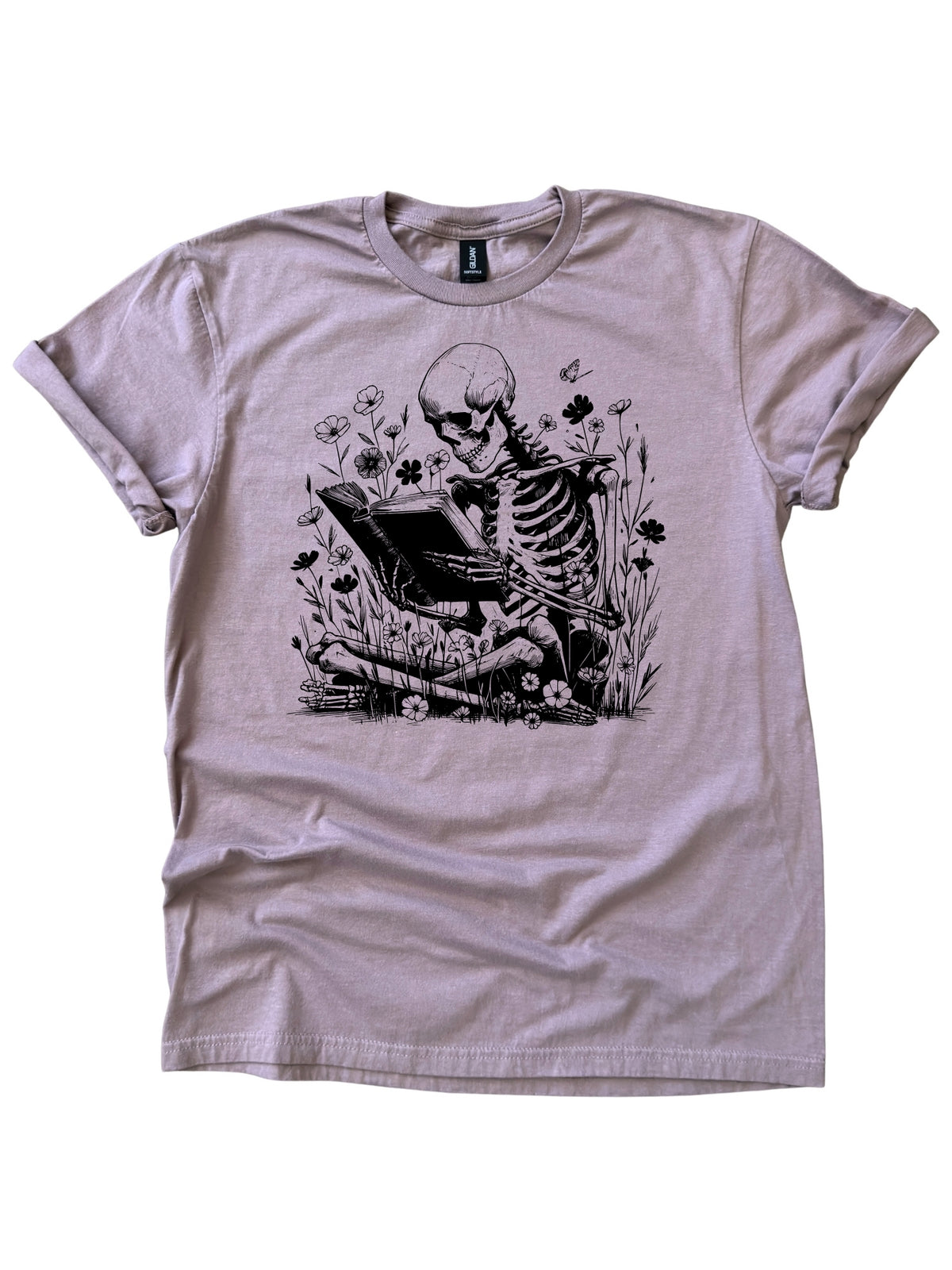 Book Lover Reader Skeleton Graphic Tee