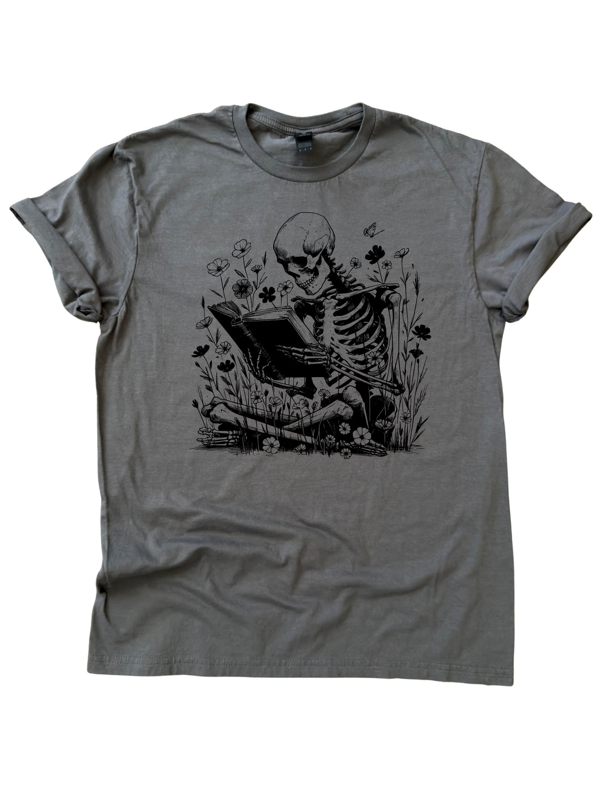 Book Lover Reader Skeleton Graphic Tee