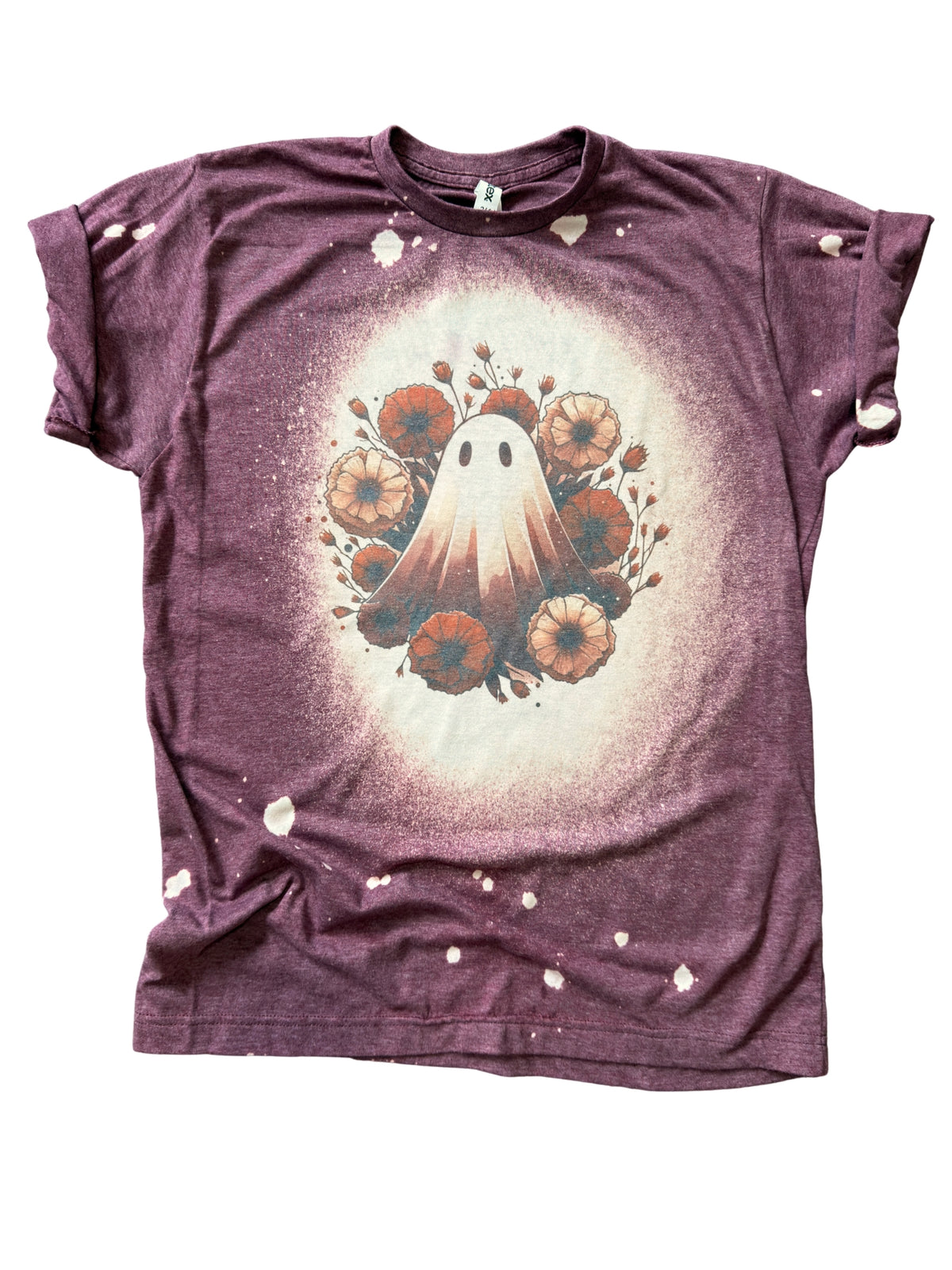 Floral Ghost Halloween Fall Spooky Flowers Bleached Tee