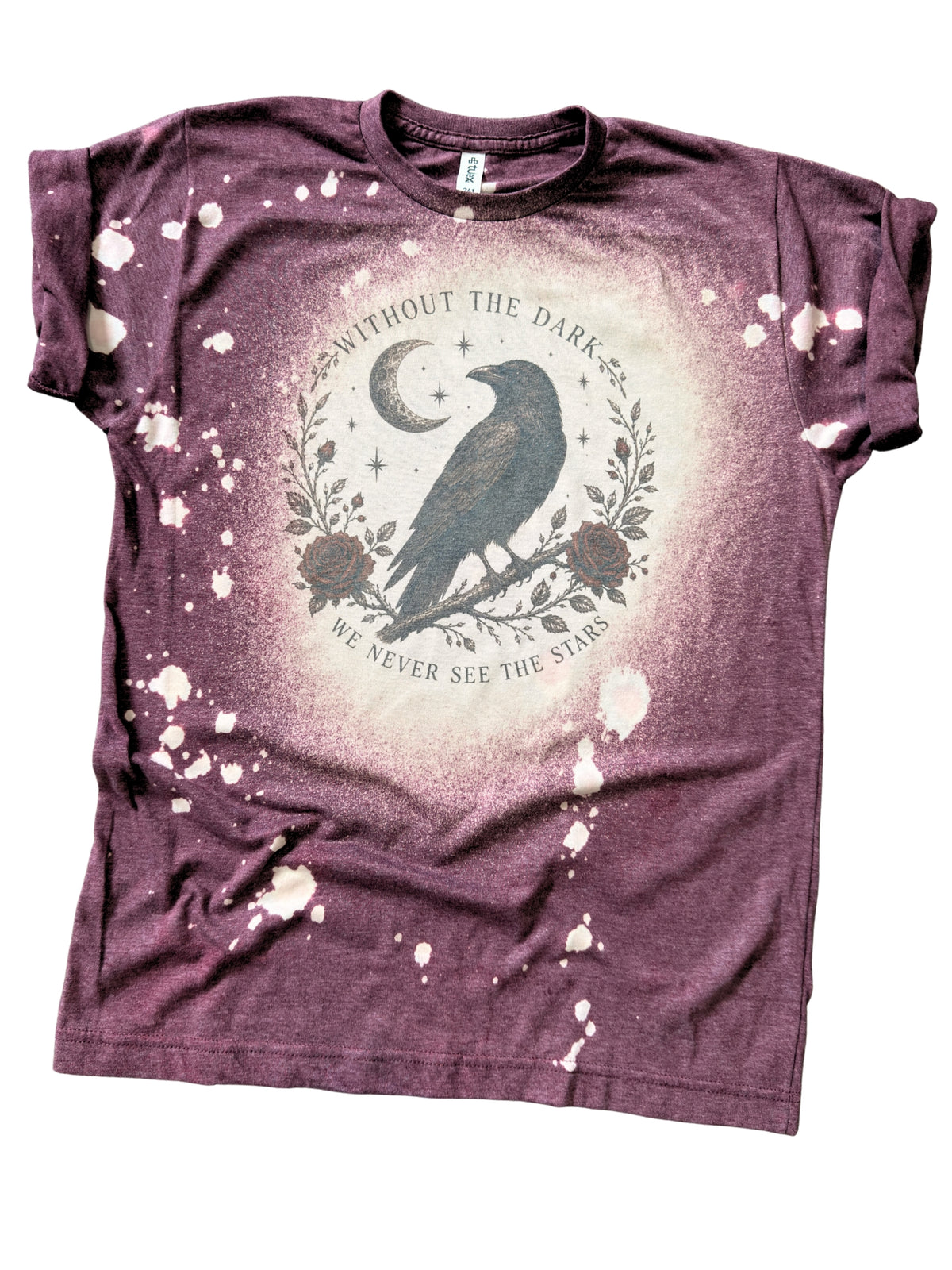 Without the Dark We Never See the Stars Raven and Moon Bleached Tee