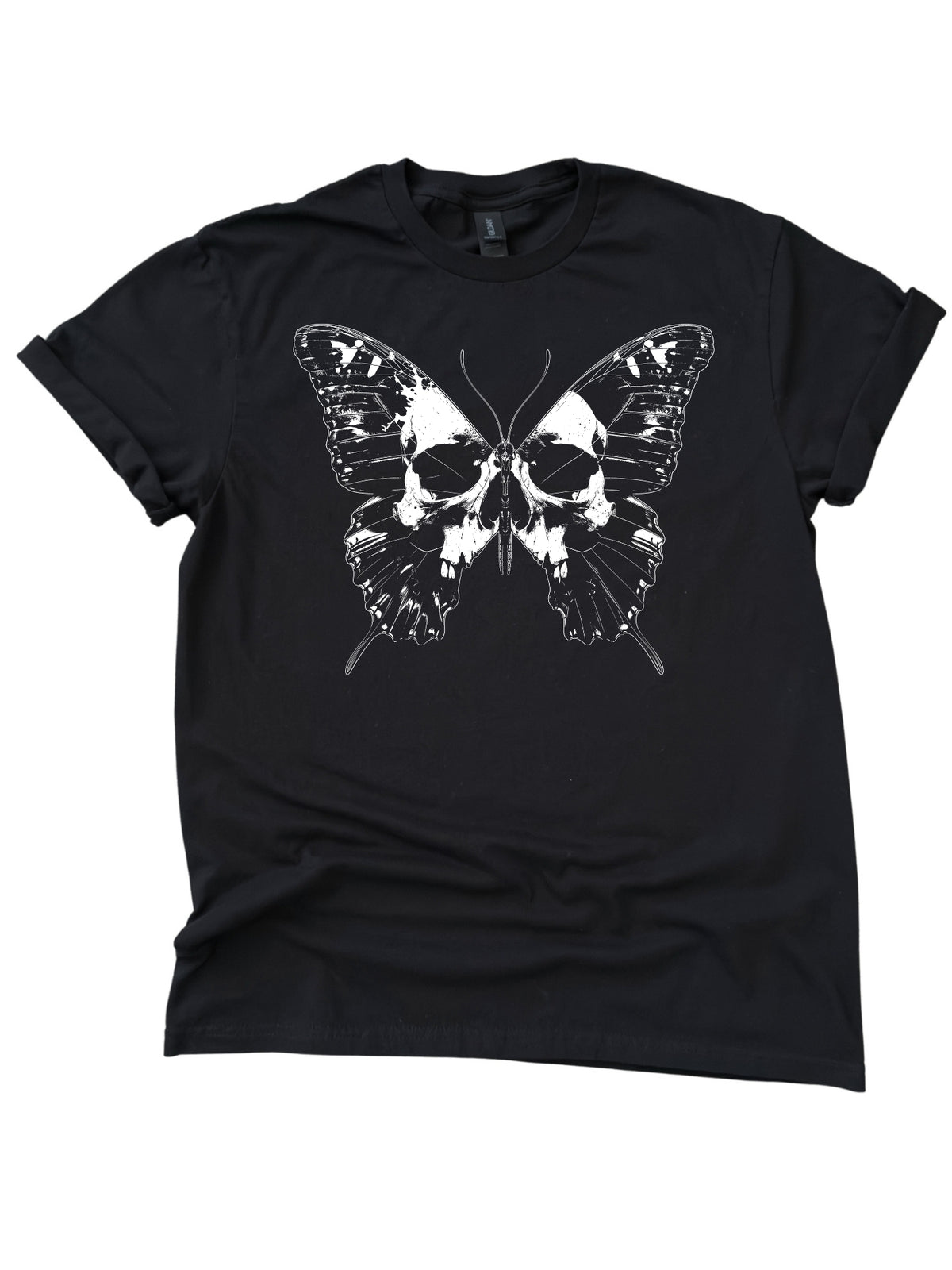 Skull Butterfly Gothic Graphic Halloween Tee