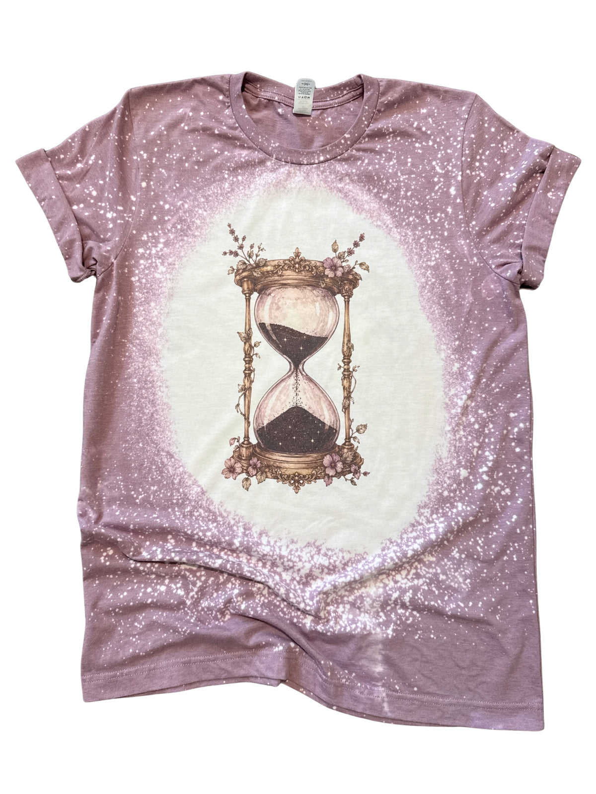 Vintage Floral Hourglass Time and Flowers Bleached Tee